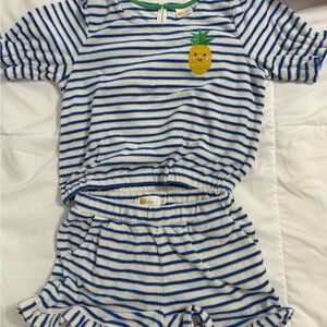 Mini Boden Striped Pajama Set with Pineapple Patch
